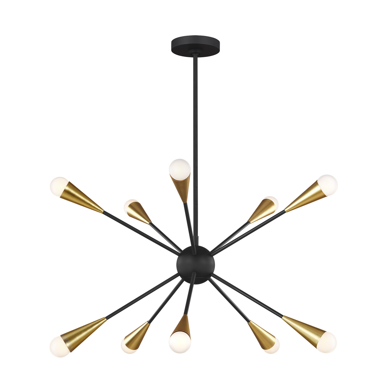 Visual Comfort Studio Jax 10-Light Chandelier in Midnight Black And Burnished Brass by Ellen Degenere