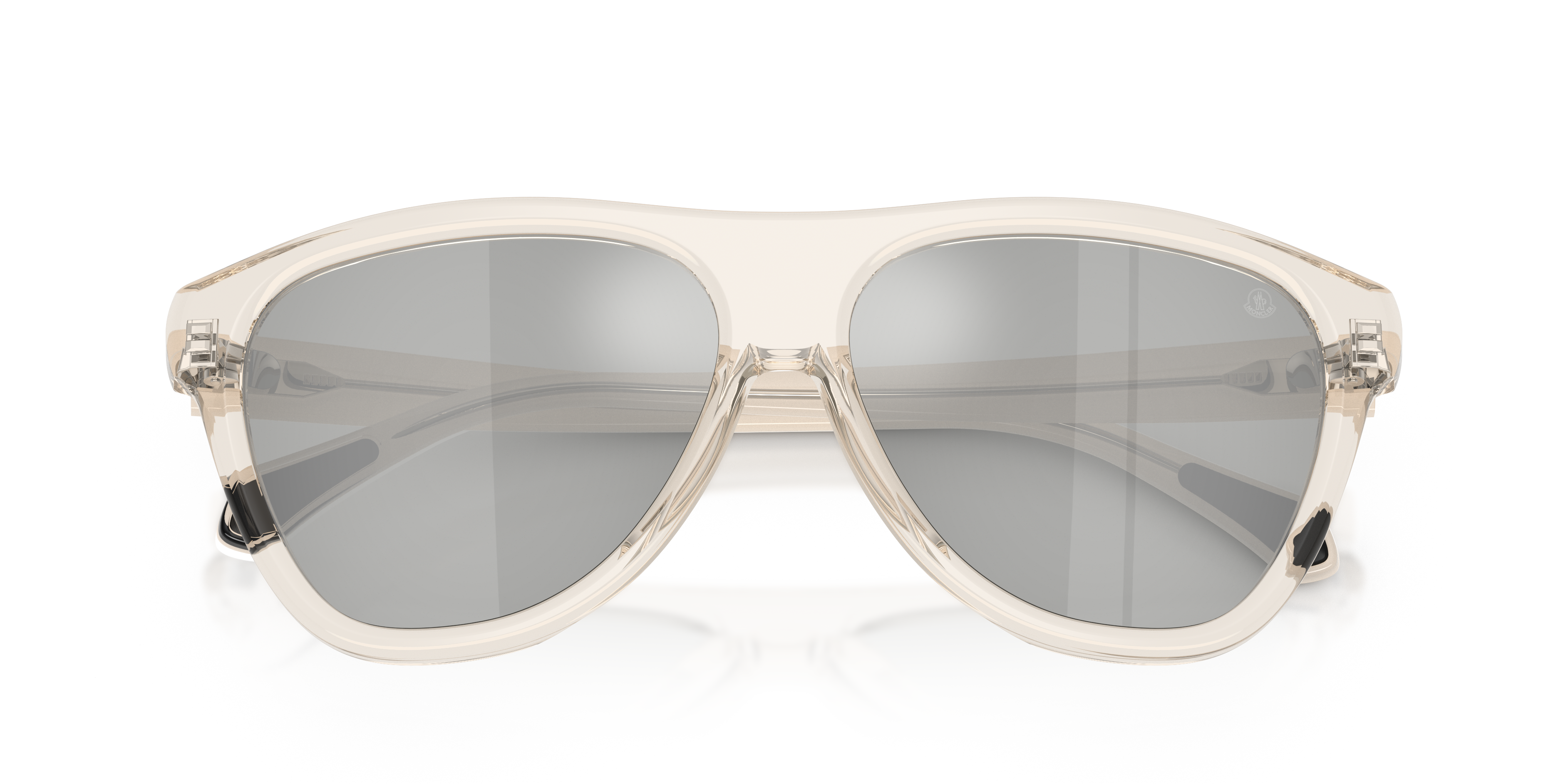 Moncler Unisex Moncler ME6025U INCLINE 30037I Gafas de sol Acetato Blanco Plata Piloto Norma