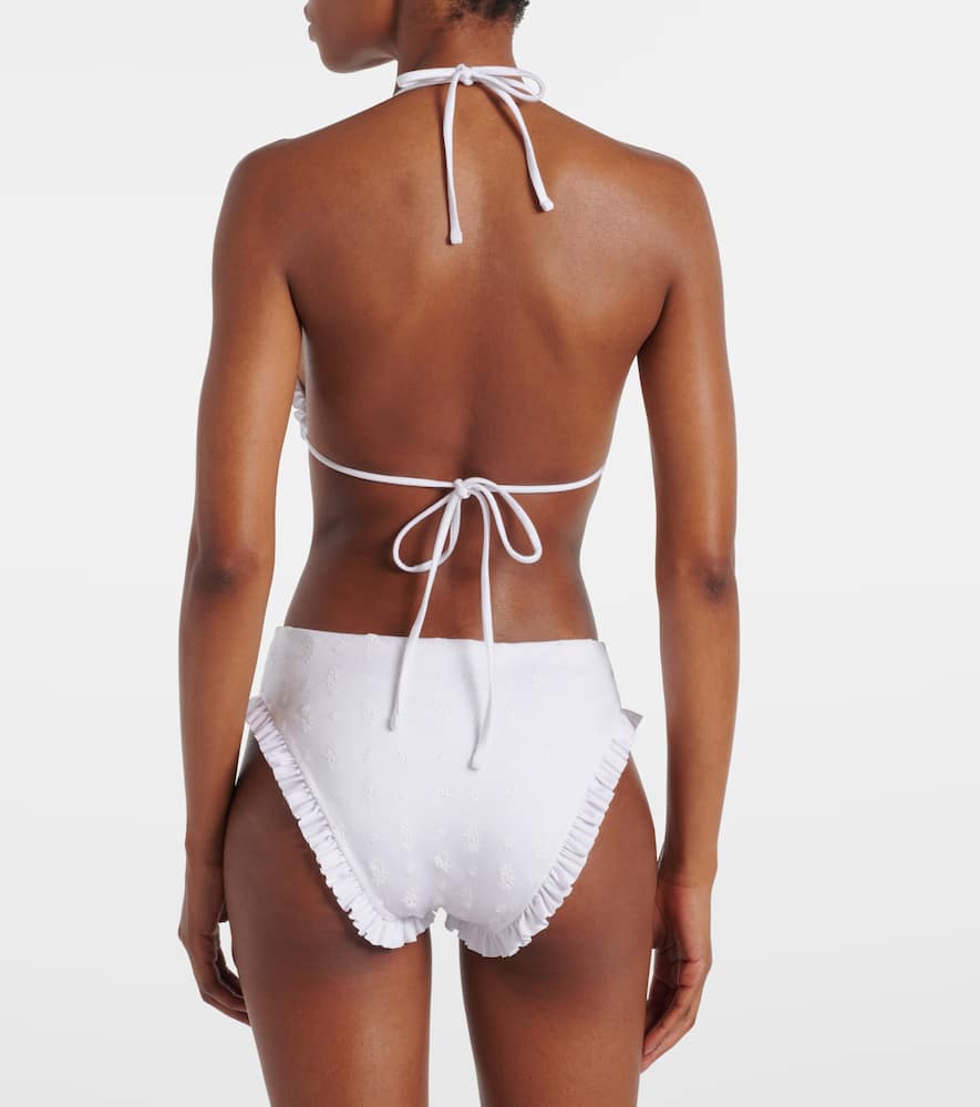 Chloé Embroidered ruffled bikini bottoms