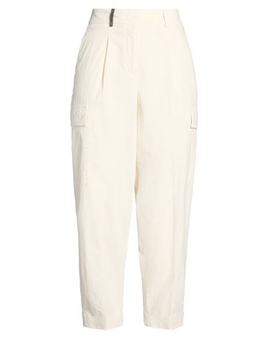 Woman Pants Beige Size 12 Cotton, Elastane
