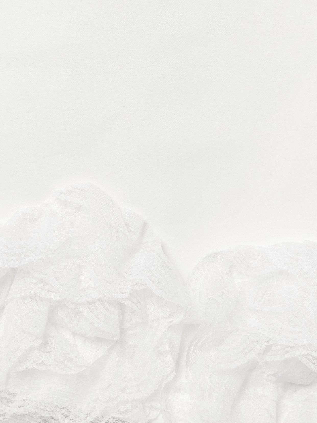 Bow-detailed Lace-trimmed Crepe Mini Dress - White