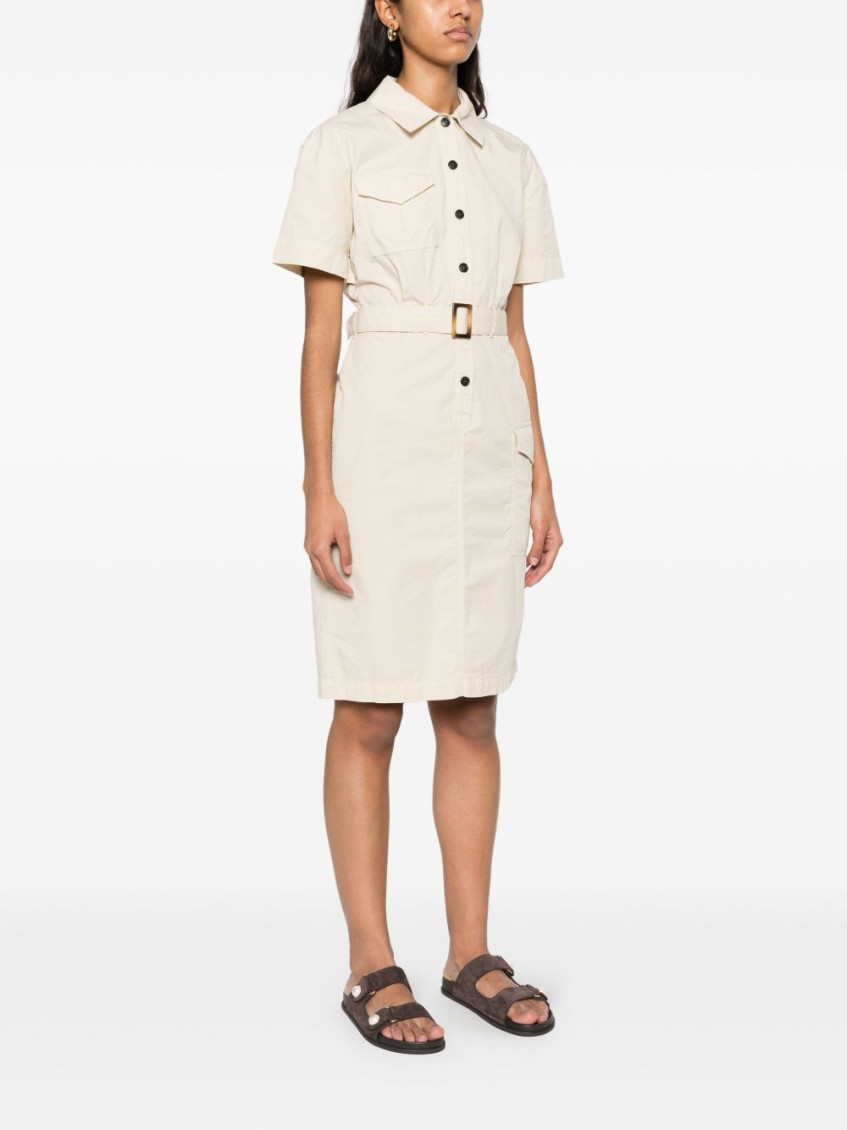 Button Detailed Belted Dress