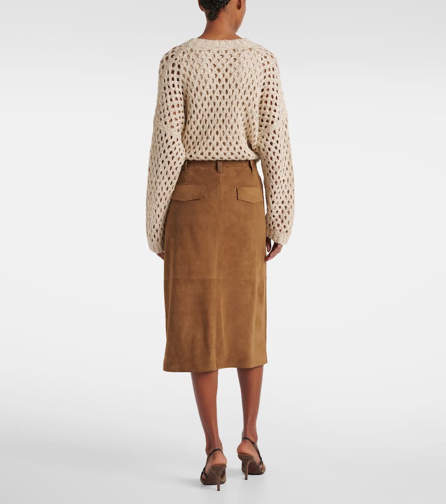 Suede midi skirt