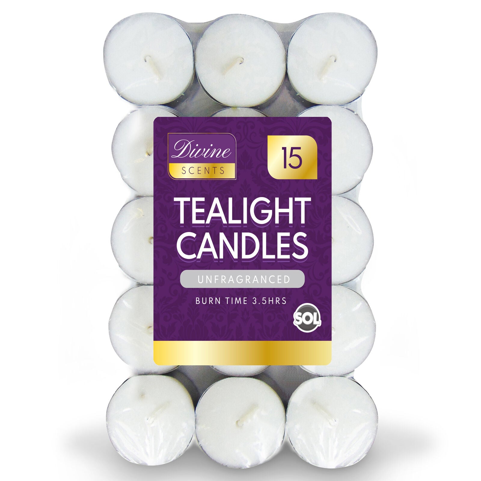 TEMU 15 Pack White Unscented Tealight Candles | Long Burning Tea Lights 3.5 Hour Burn | Unfragranced Night Candles For Weddings, Spa, Home Décor