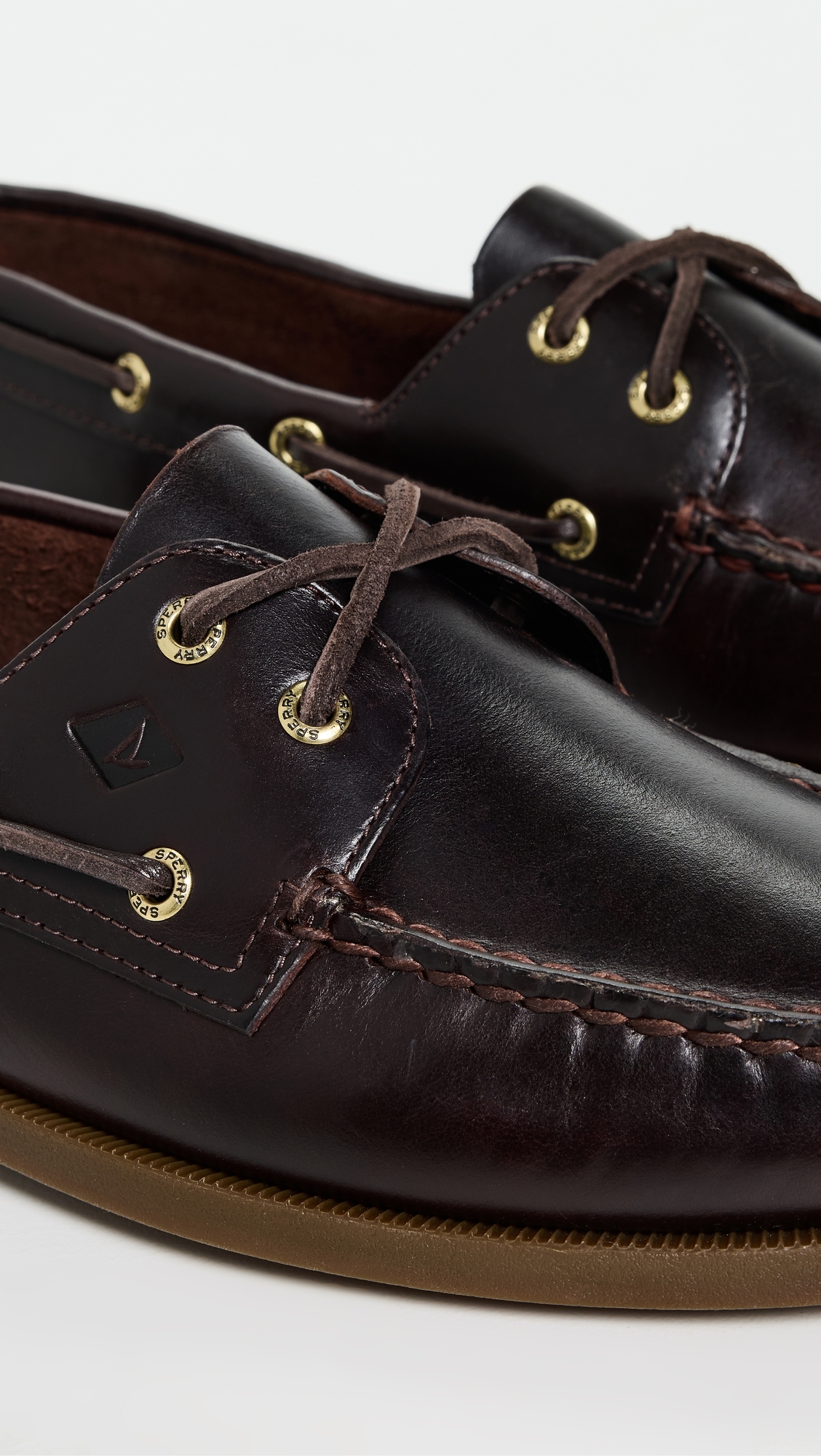 Sperry Authentic Original 2 Eye Leather Boat Shoes Amaretto Leather Mix Mat
