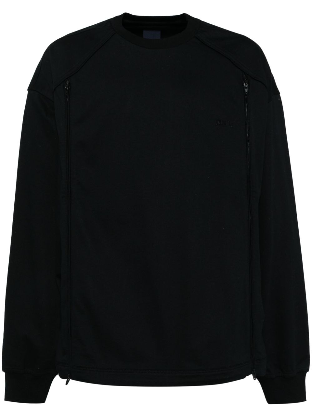 Side-open mesh two-tone sweatshirt - Black
