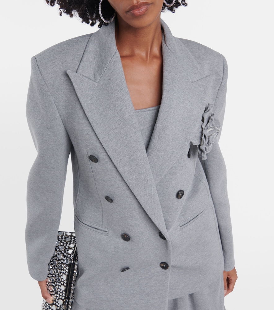 Double-breasted cotton jersey blazer