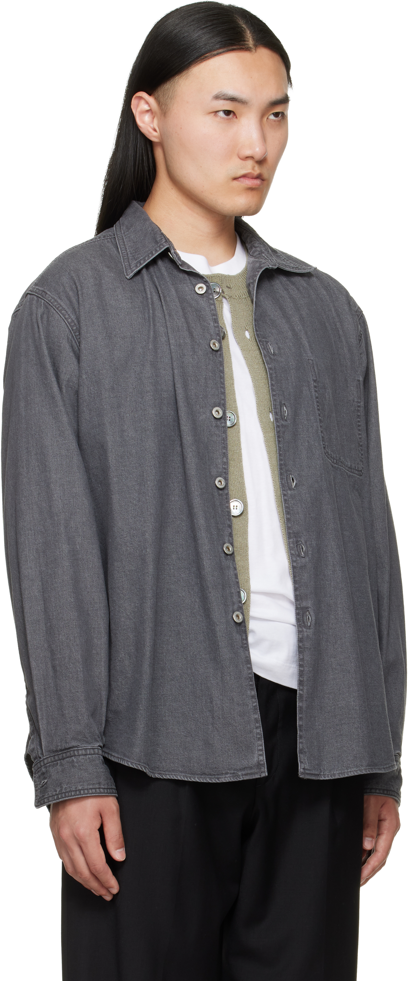 Gray Vintage Washed Denim Overshirt