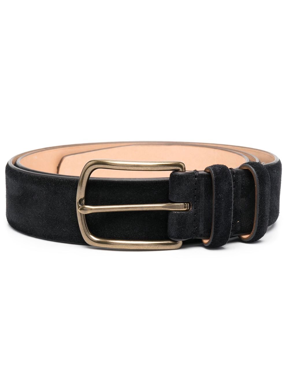 Antique-effect suede belt - Black