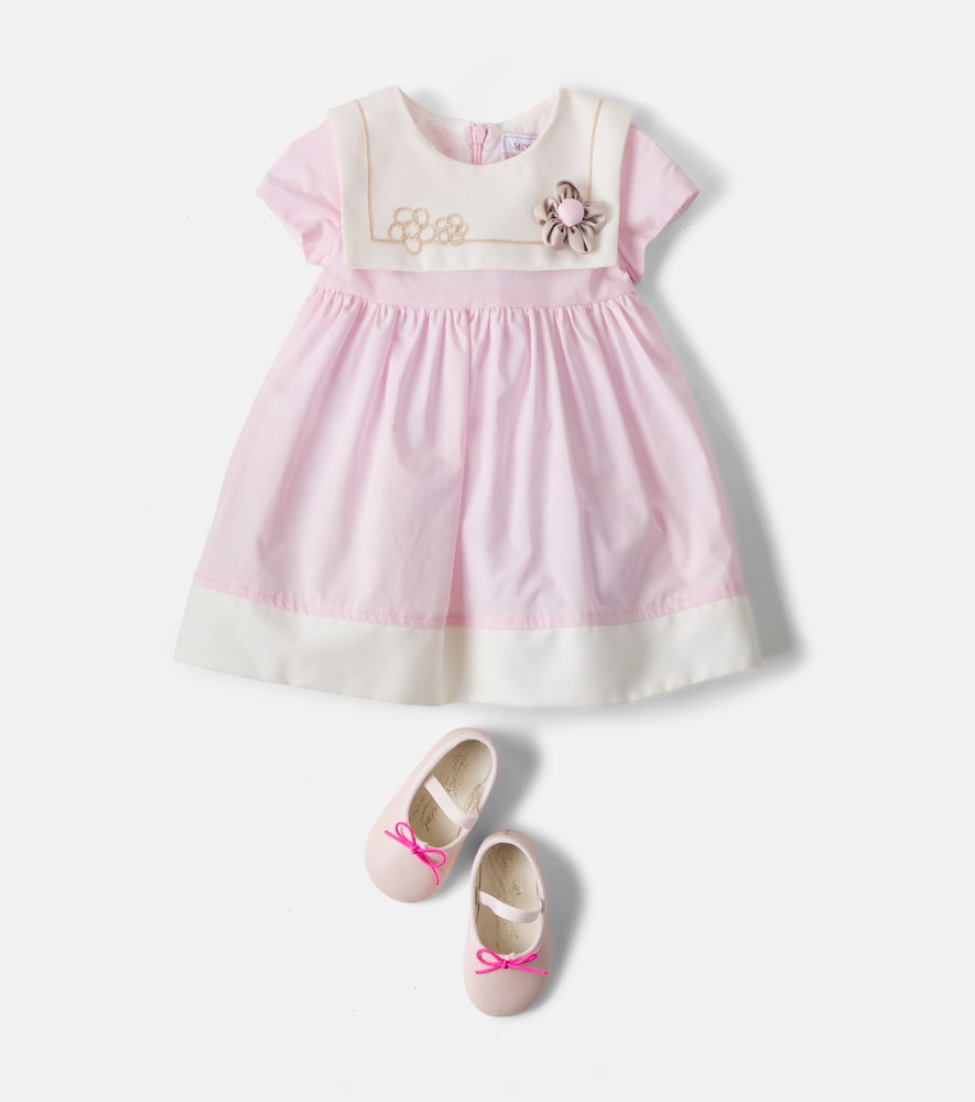 Baby floral-appliqué cotton poplin dress