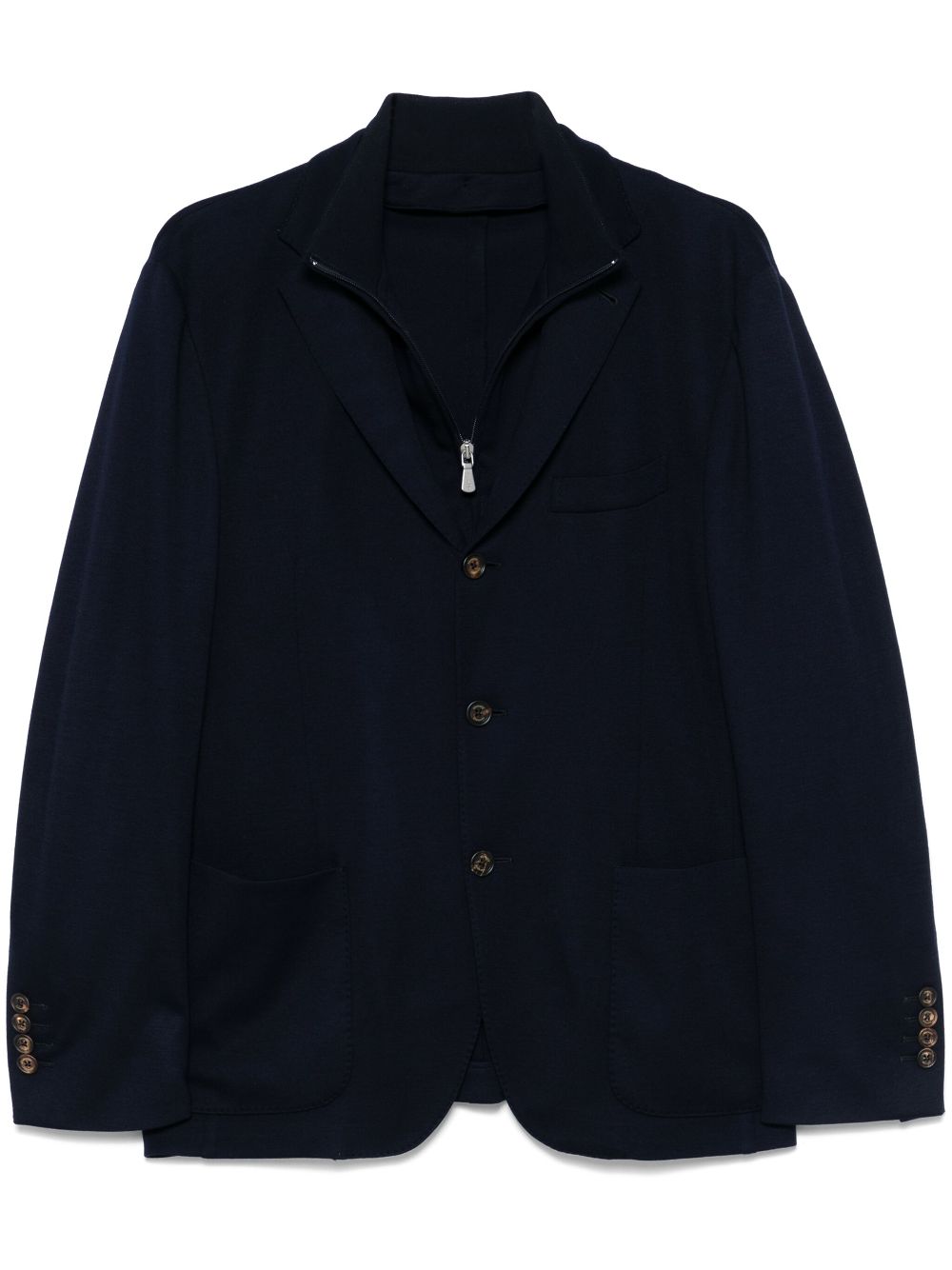 Layered Wool Blazer — Navy