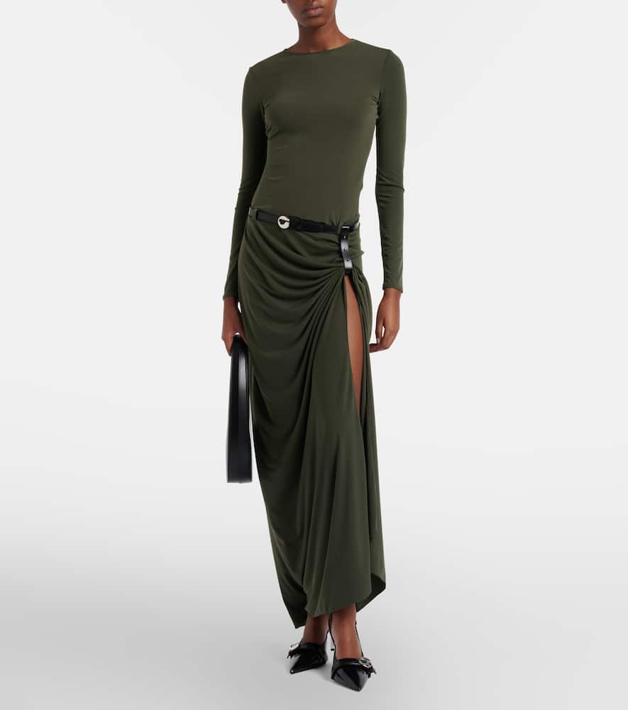 Suspended draped jersey gown