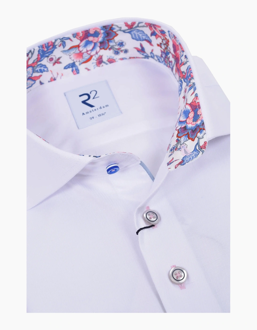Men's R2 LONG SLEEVED CUT AWAY COLLAR SHIRT WHITE
