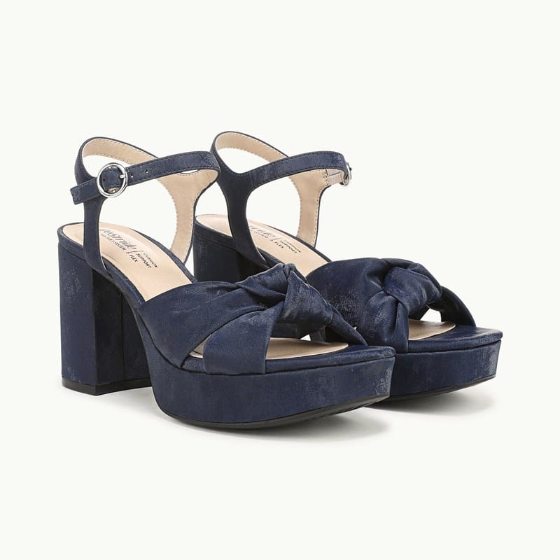 Stride Shoes August Dress Sandal Navy Soft Faux Leather