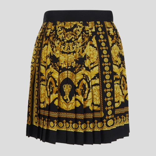 Baroque-print pleated skirt