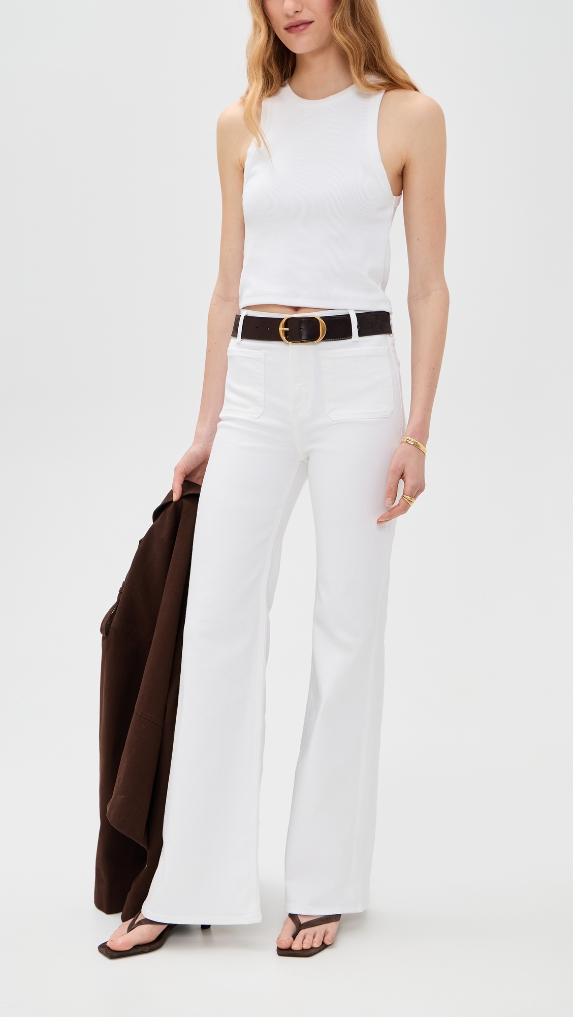 Kimberly Patch Pocket Flare Jeans Soft White