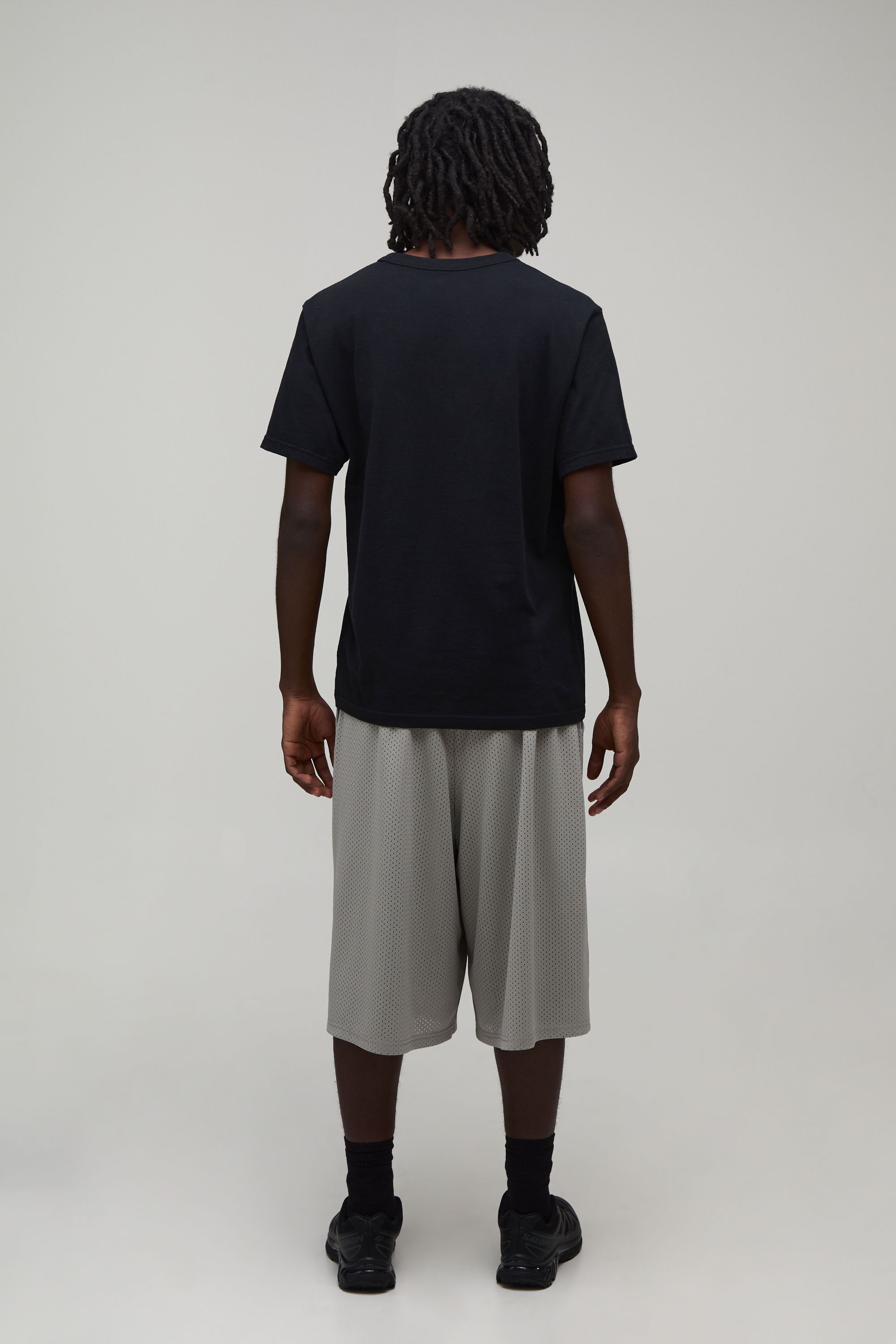 BoohooMAN Mens Printed Mesh Jersey Bermuda Jort - Light Grey - Mediu
