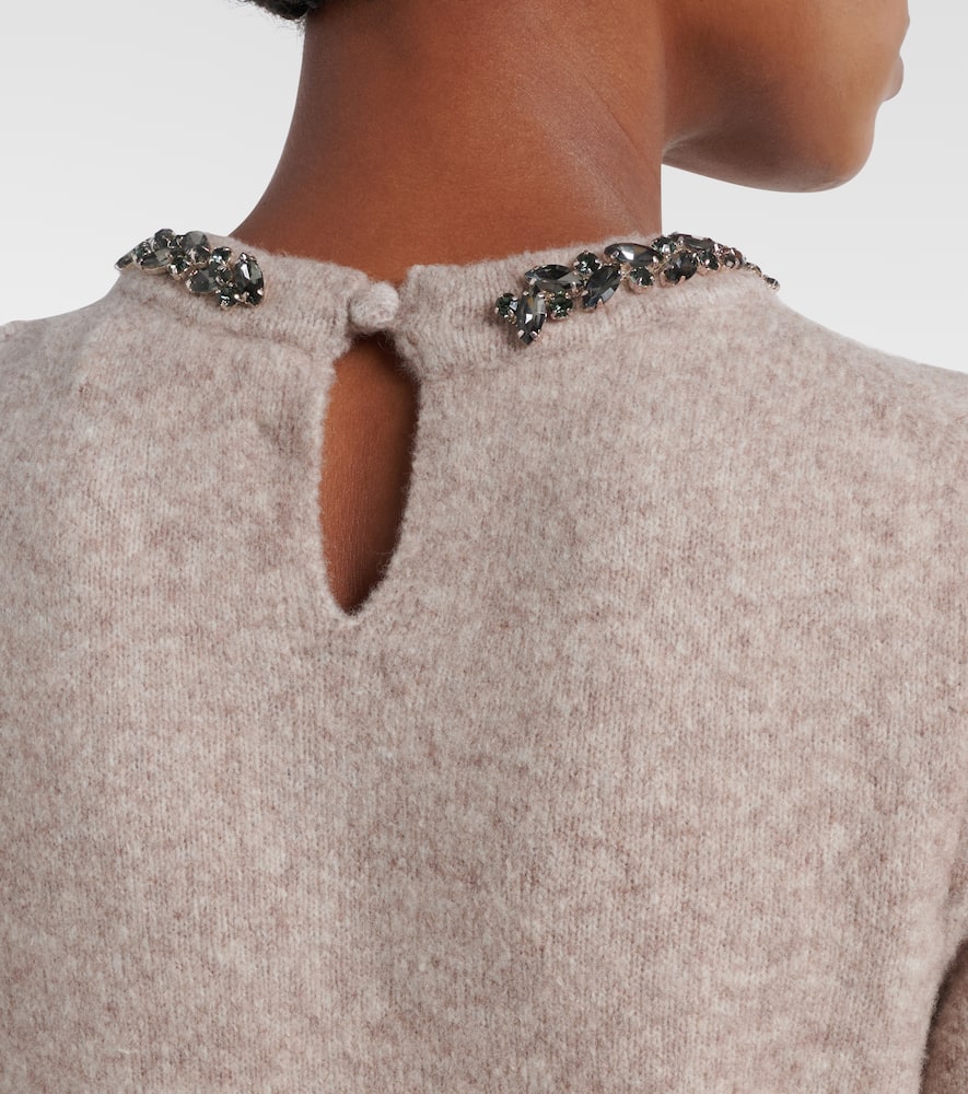 Briana embellished wool-blend top