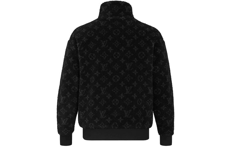 LV Monogram Fleece Full Logo Zipper Jacket Unisex Black