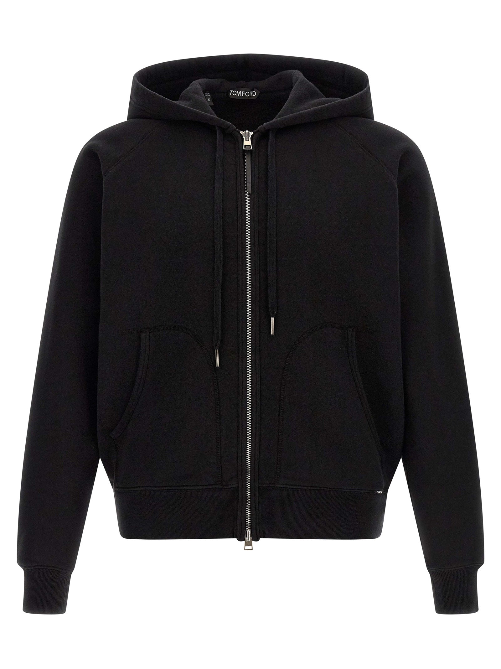 Cotton Fleece-Lined Hoodie — Black