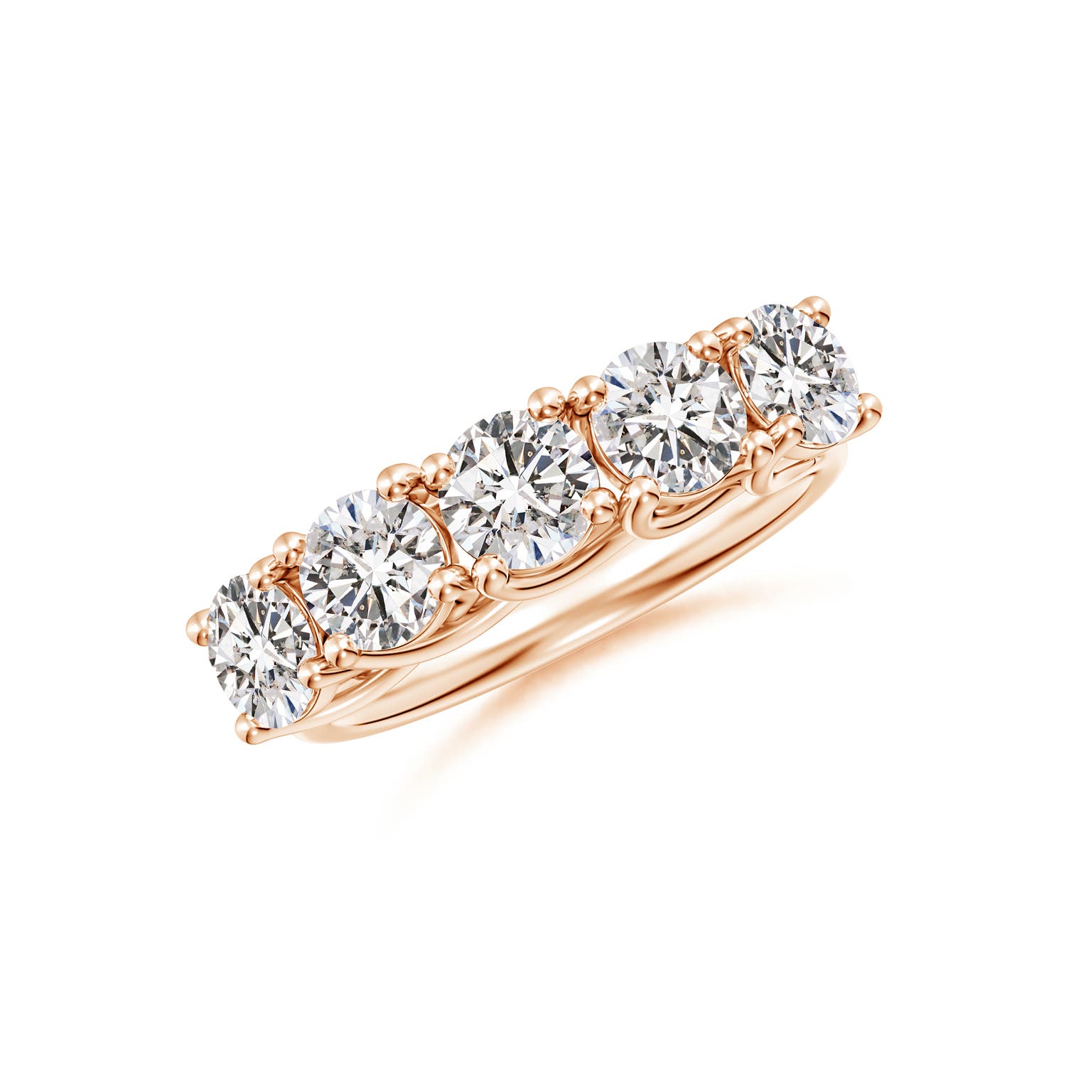 Angara 2.0 Carats Half Eternity Five Stone Diamond Wedding Band in 18K Rose Gold