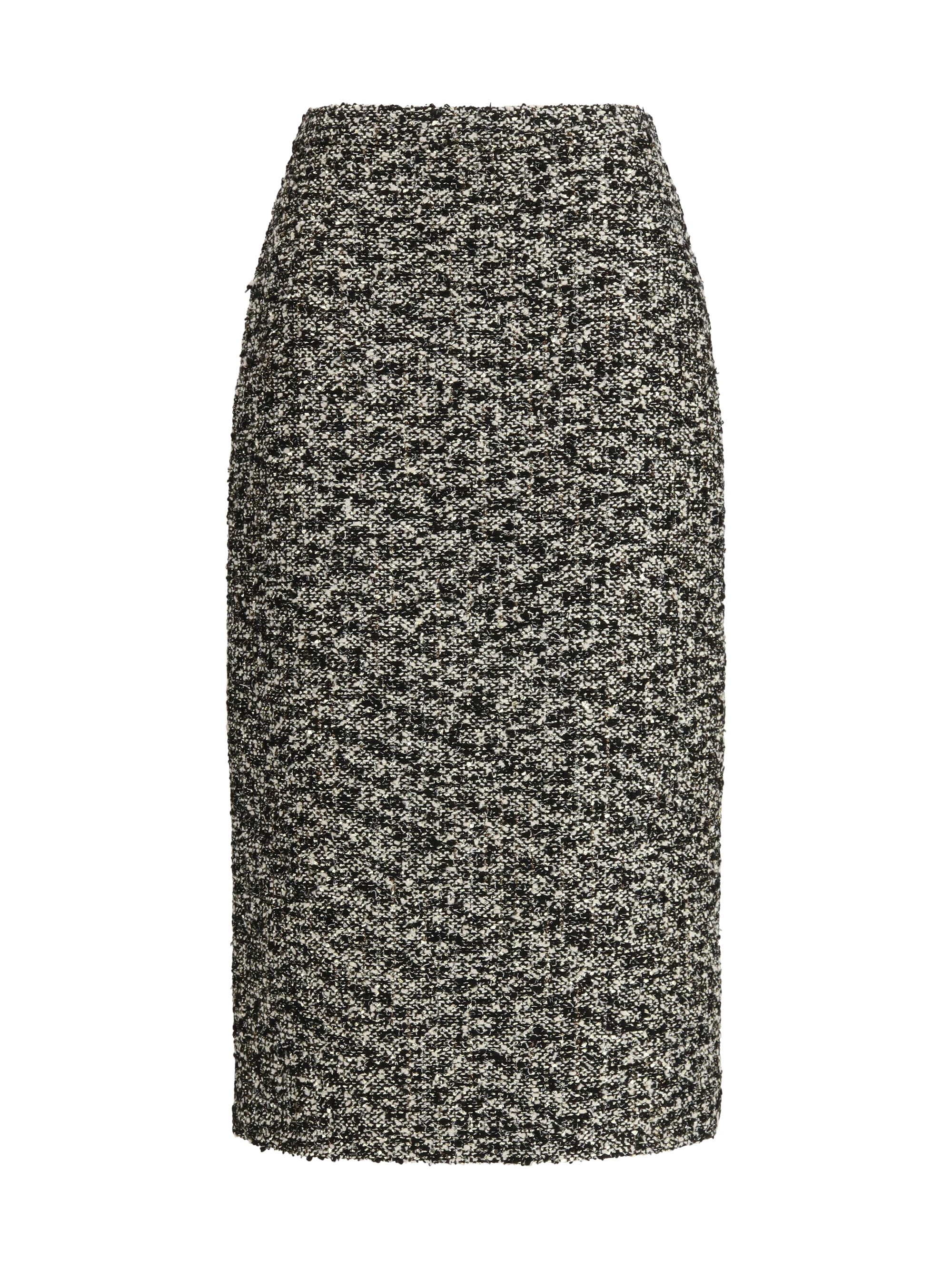Laminated Bouclé Midi Skirt — Black