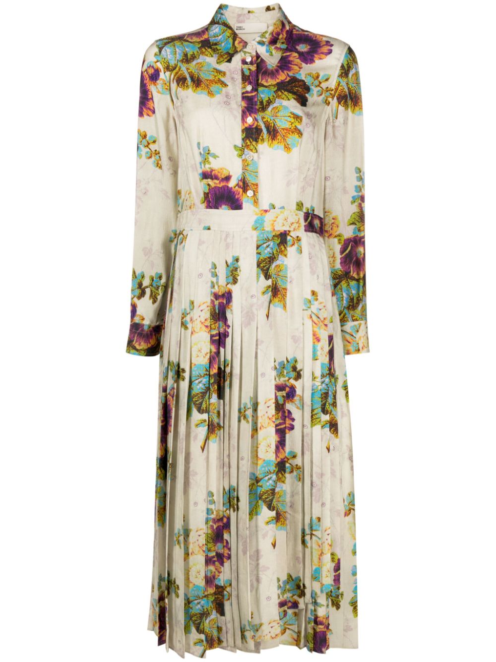 Floral-print midi shirtdress - Neutrals