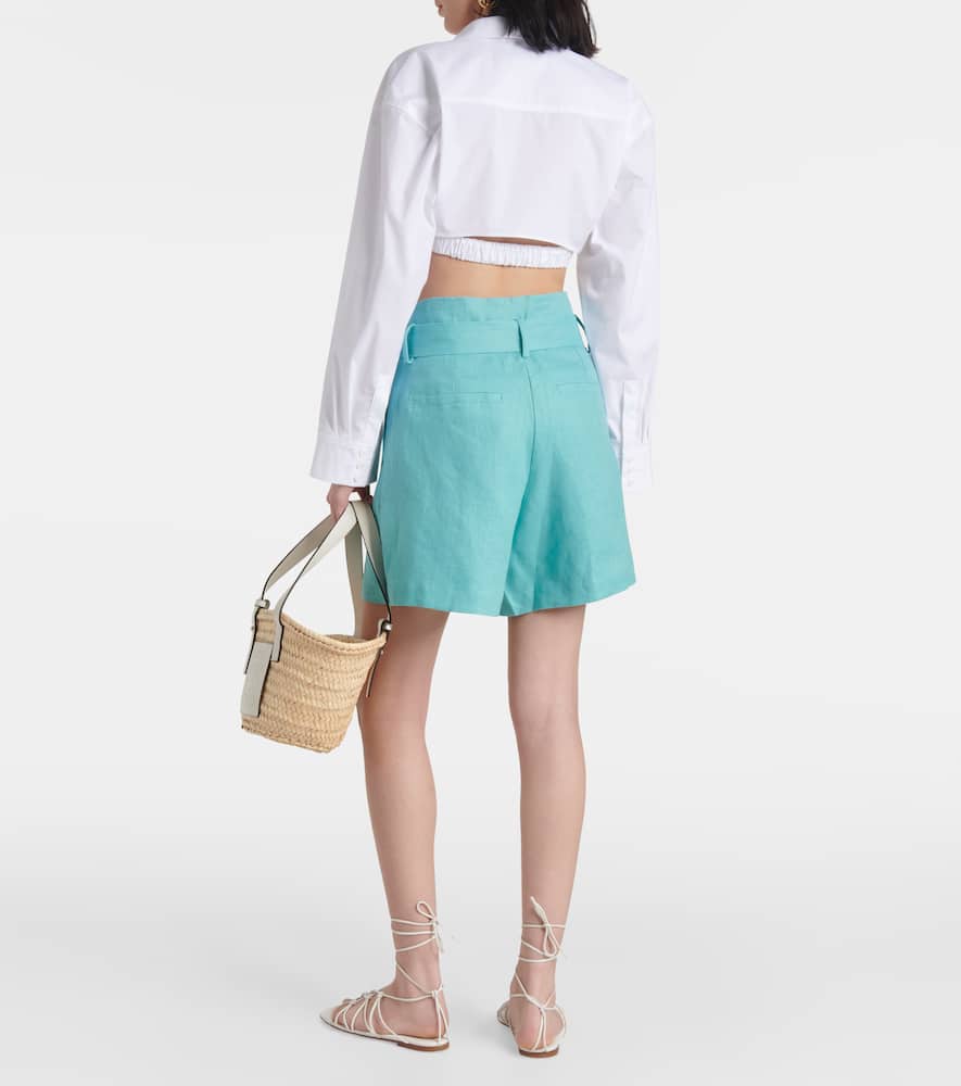Orquidea high-rise linen shorts