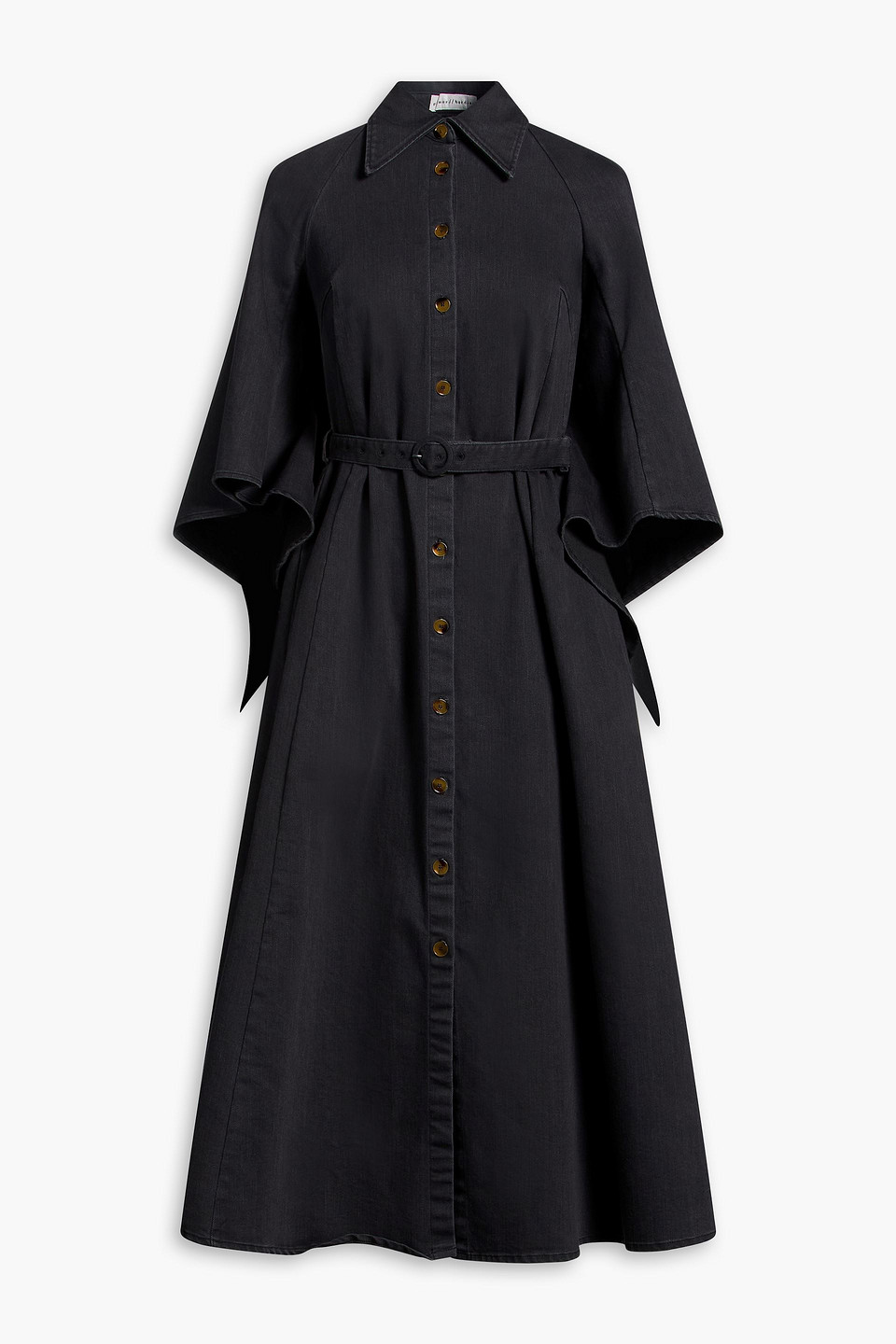 Belted denim midi shirt dress - Gray - UK 8