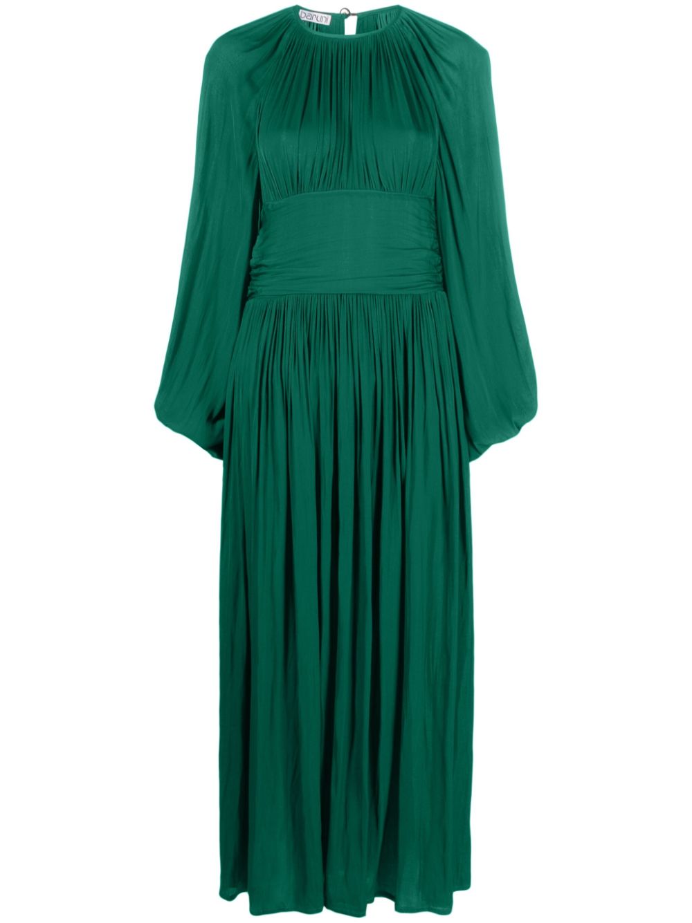 Poet-sleeve flared maxi dress - Green