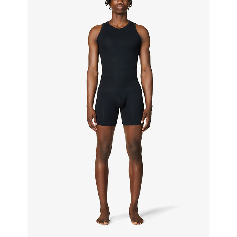 Mens Black Sculpt Regular-fit Stretch-cotton Tank top 