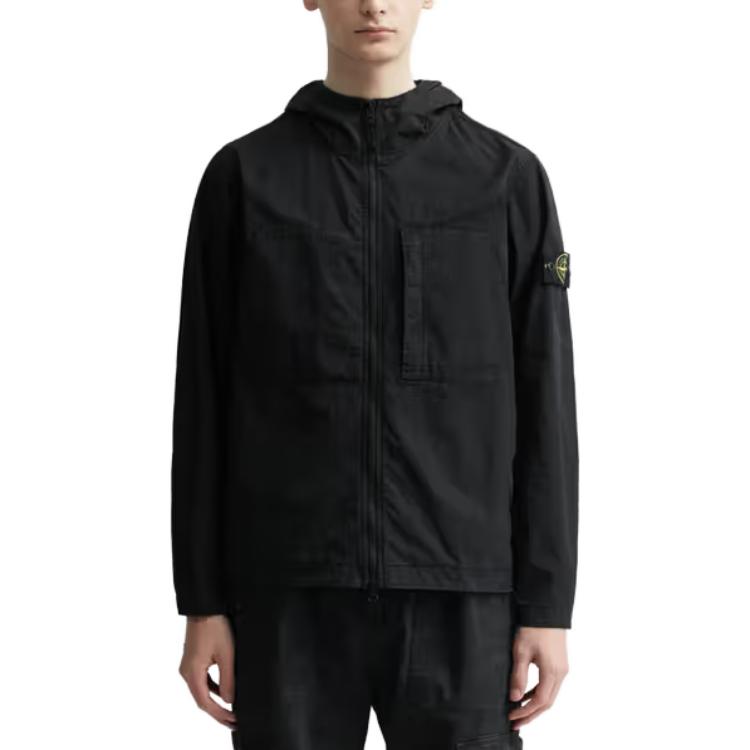 Supima Cotton Twill Stretch Hooded Jacket 'Black'