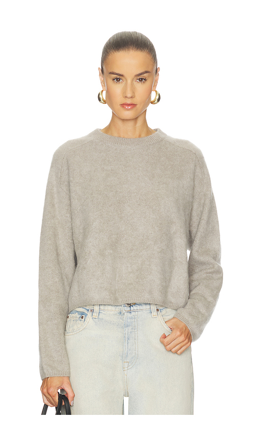Soft Goat Brushed Crewneck Sweater in Greige. S also in XS
