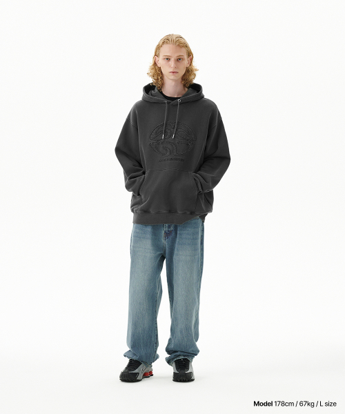 PIGMENT ECLIPSE LOGO HOODIE CHARCOAL