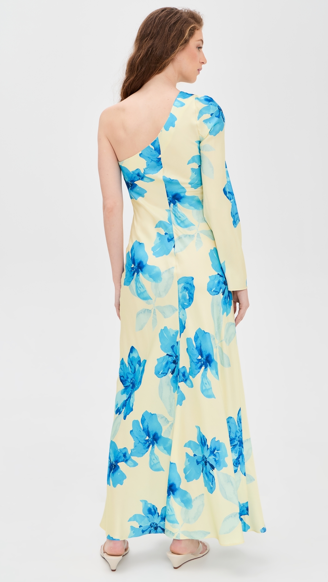 Sophie One Sleeve Maxi Dress Yellow Blue