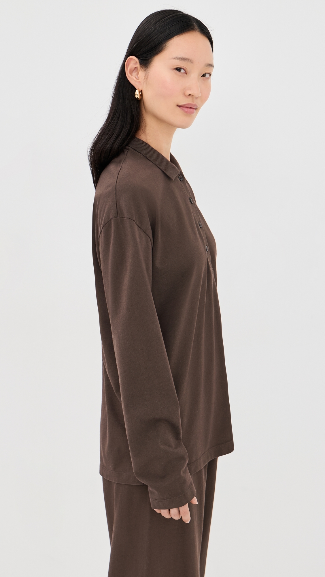 Long Sleeve Oversized Polo Tee Americano