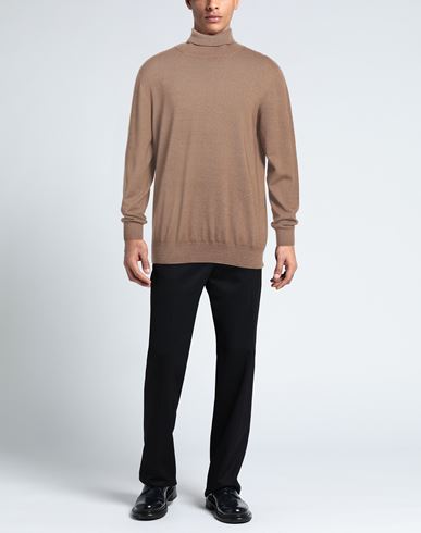 Man Turtleneck Camel Size 38 Merino Wool