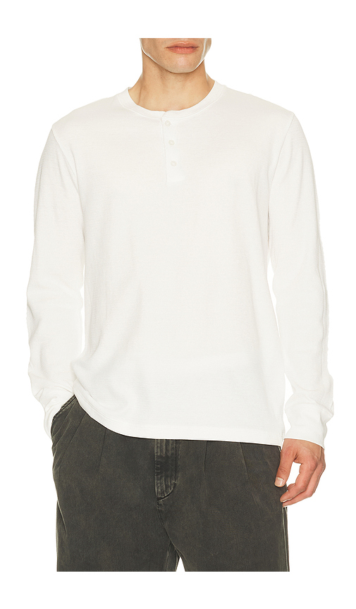 Vince Jacquard Rib Long Sleeve Henley in White. - XXL/2X also in S, M, L, XL/1X