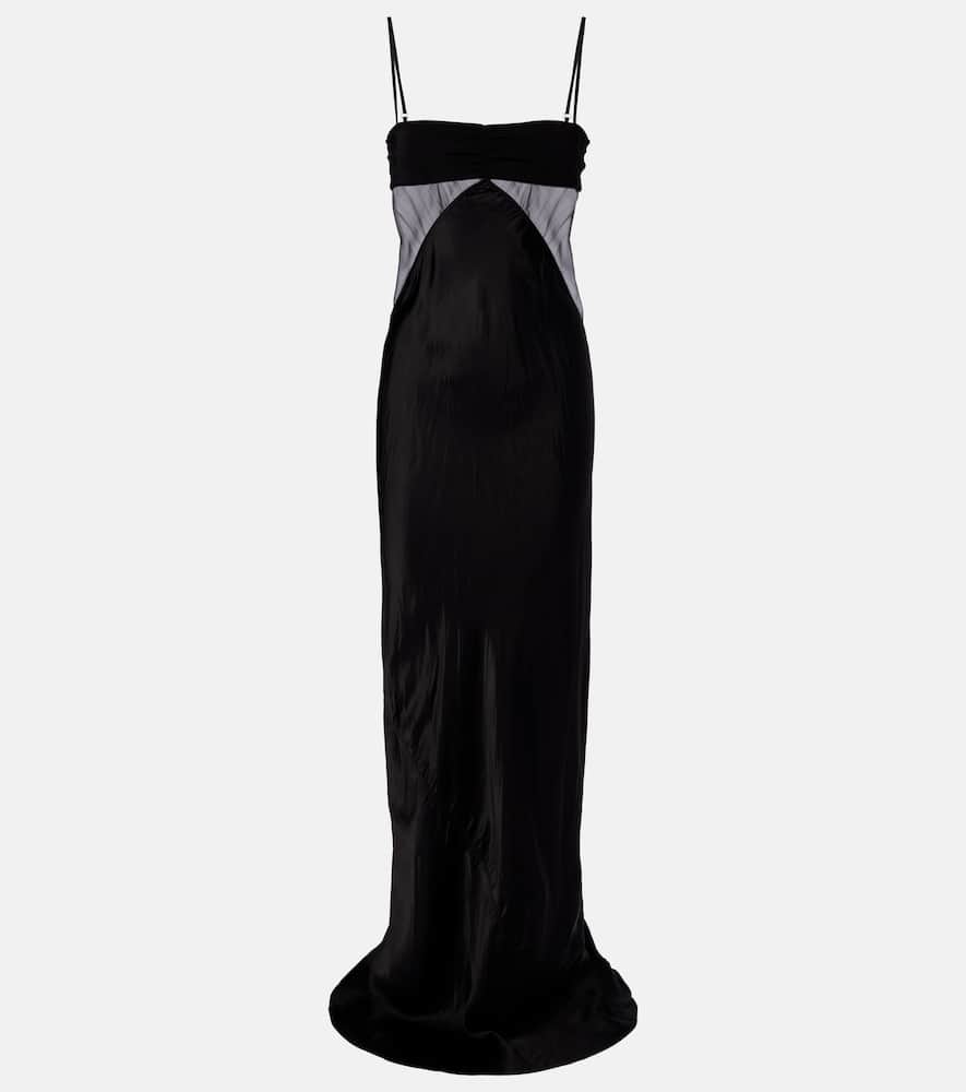 Combo silk-trimmed satin gown