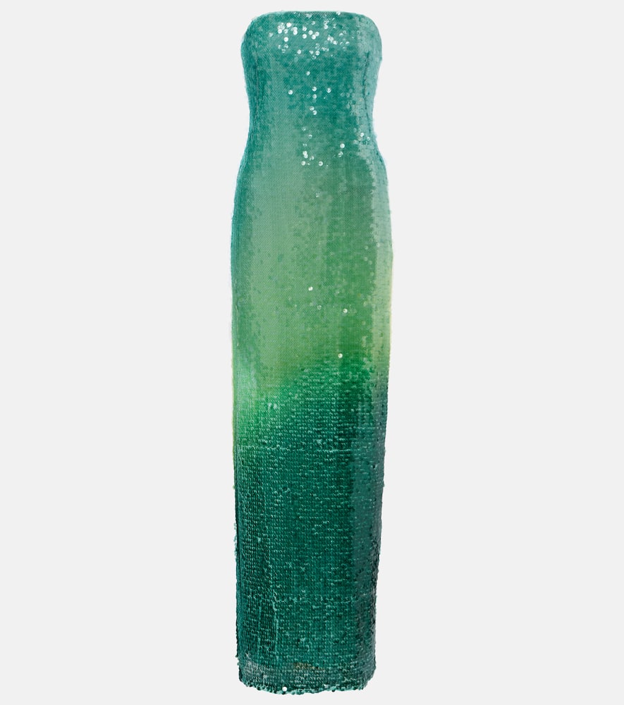 Translucent sequined semi-sheer gown