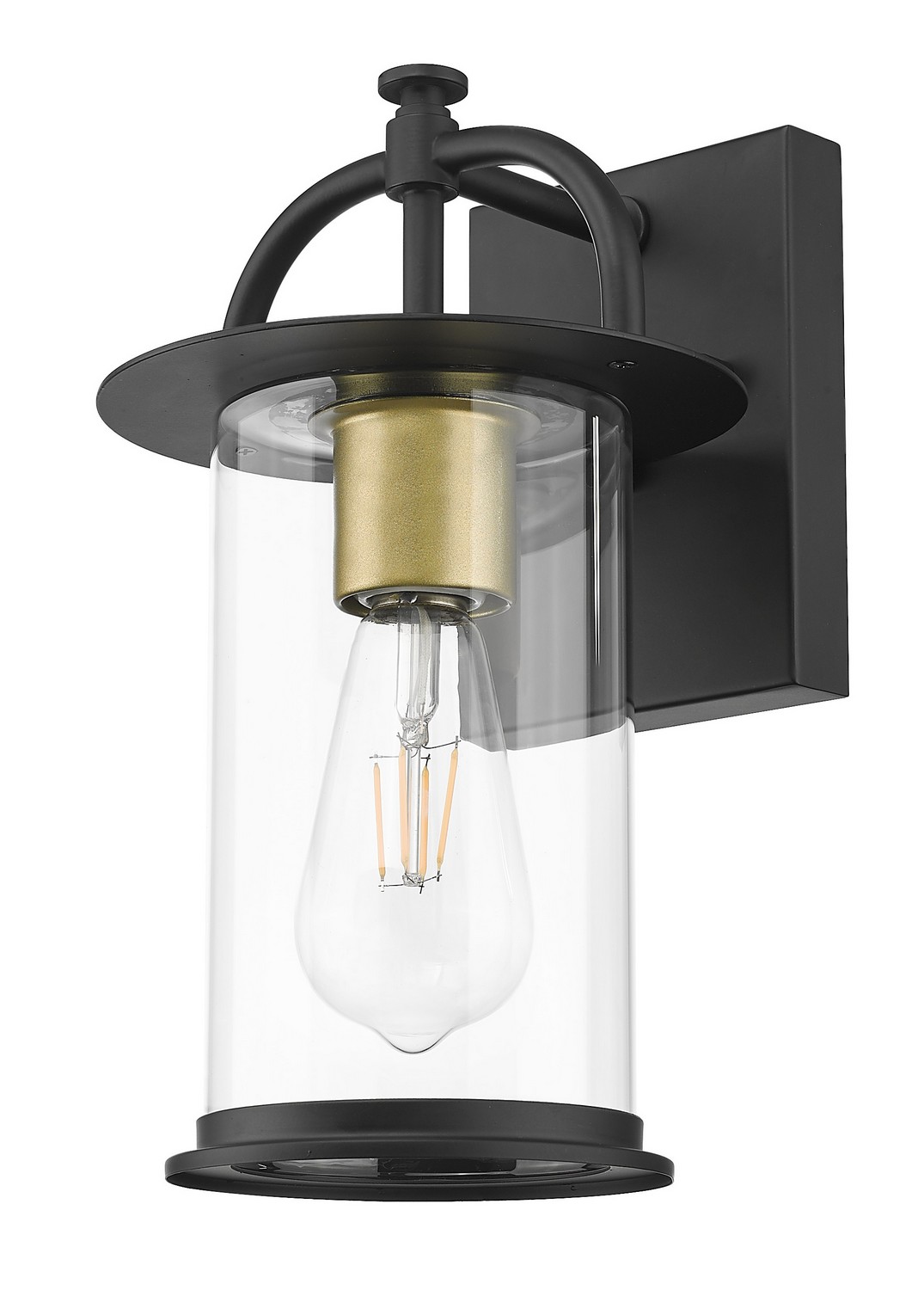 Matt Black and Brass Wall Lantern from the Stockwell Collection