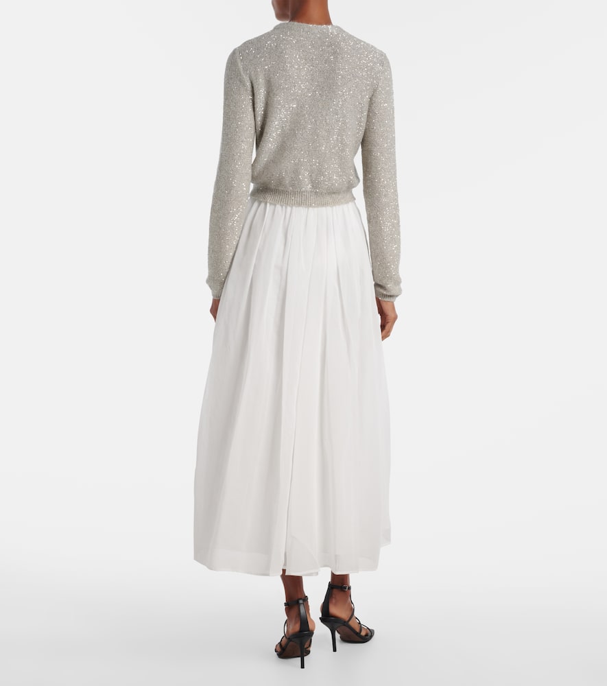 Cotton and tulle midi skirt