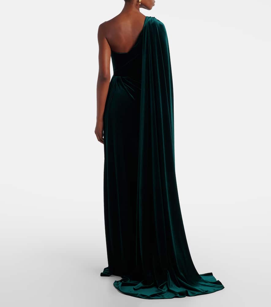 One-shoulder velvet gown