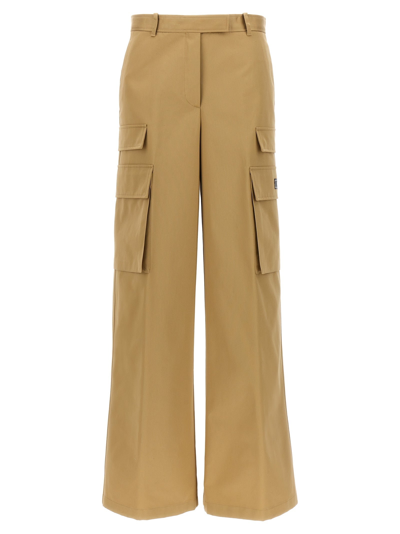 Cotton Gabardine Cargo Pants — Beige