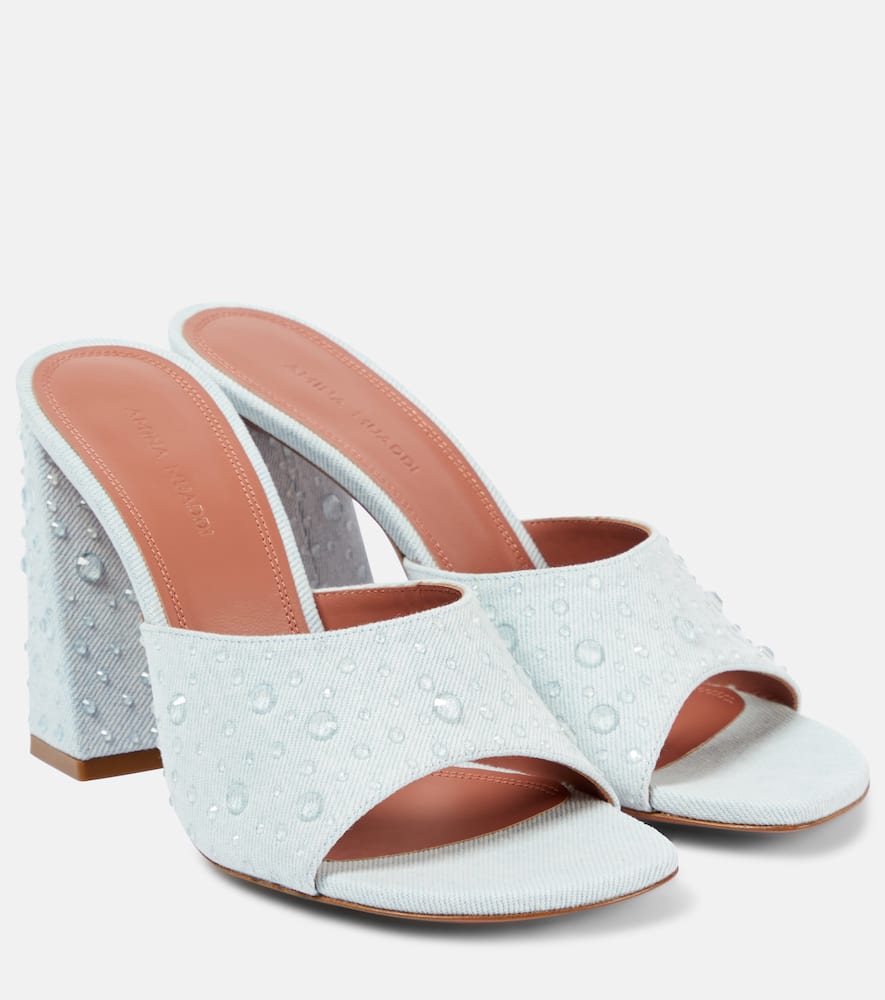 Brigitte 95 denim and leather mules