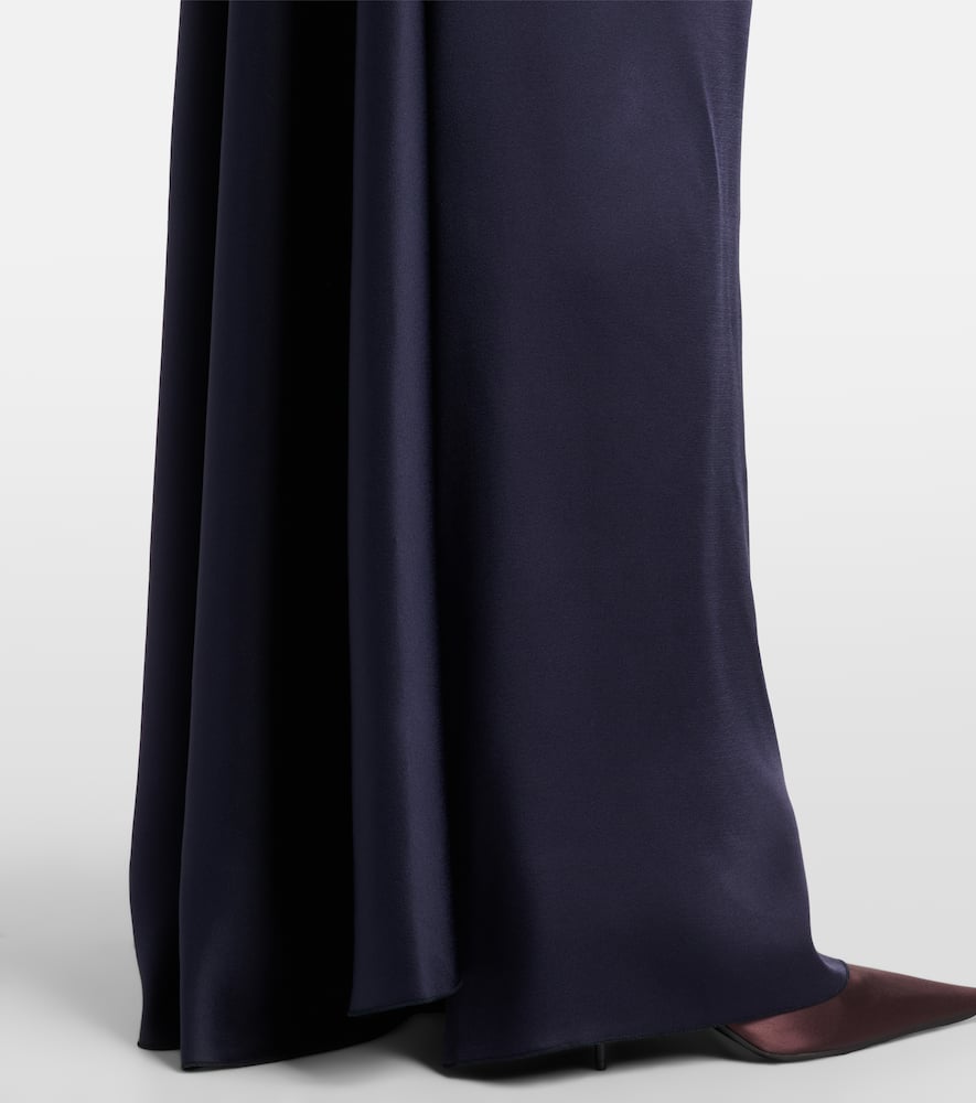 Lace-trimmed satin maxi dress