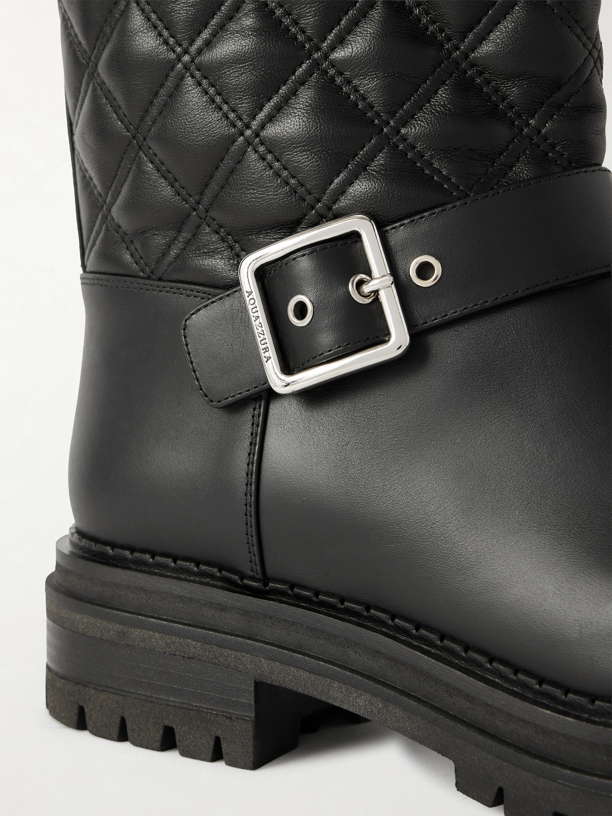 Liam Buckled Quilted Leather Ankle Boots - Black