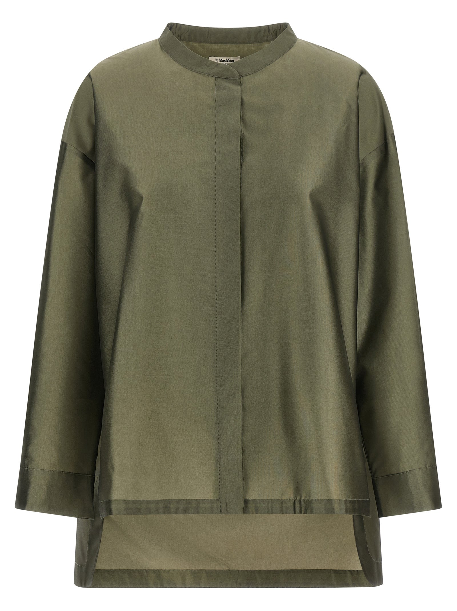 Bicolor Polyester-Silk Blouse — Green