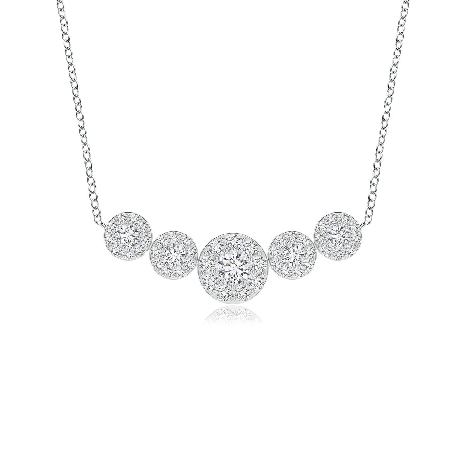 Angara 0.32 Carat Graduated Five Stone Diamond Halo Necklace in 14K White Gold