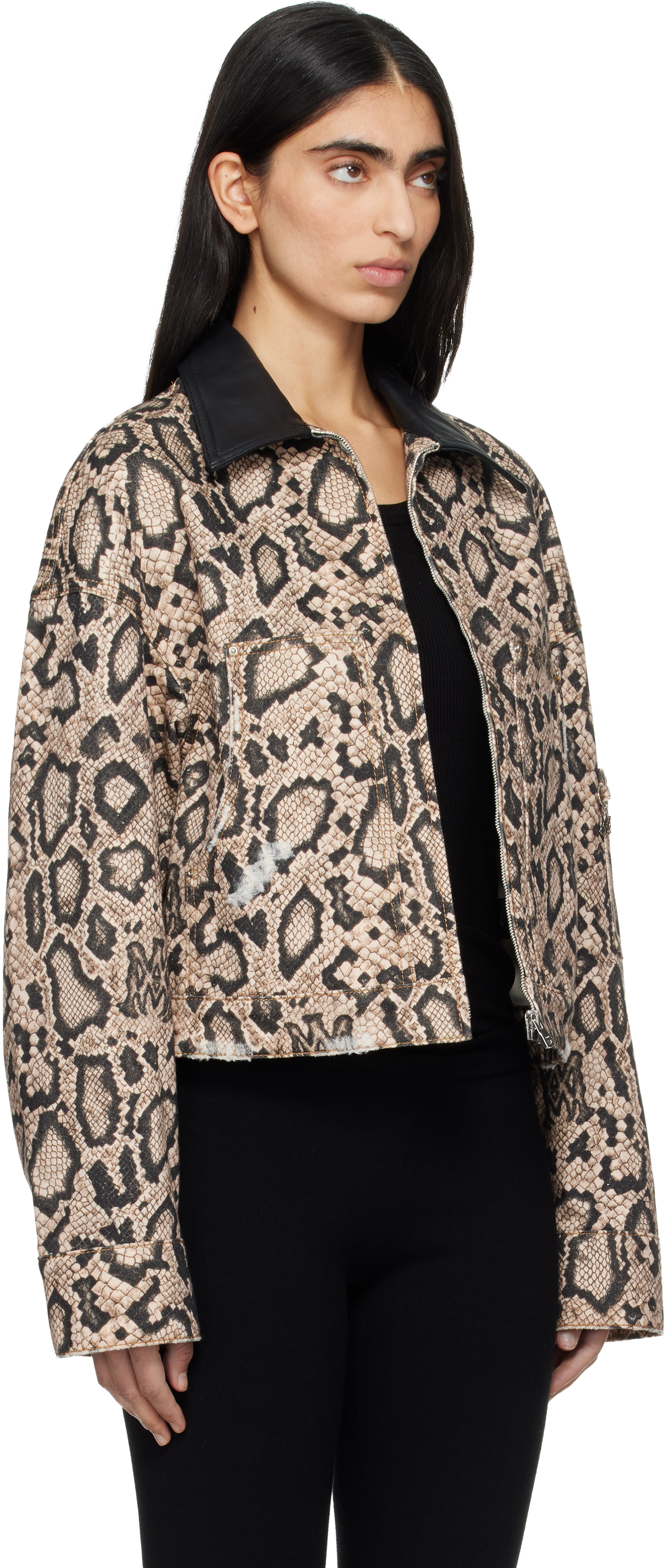 Brown & Black Snake Denim Jacket
